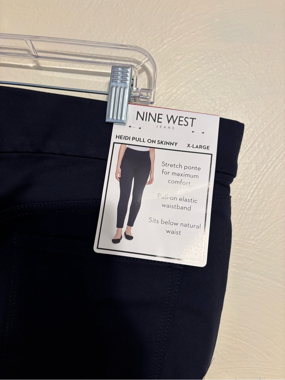 ๐ Nine West Skinny Pull On Pants Navy Blue Stretch XL NWT - Picture 11 of 11
